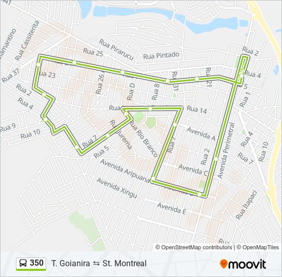 Mapa da linha 350 de ônibus