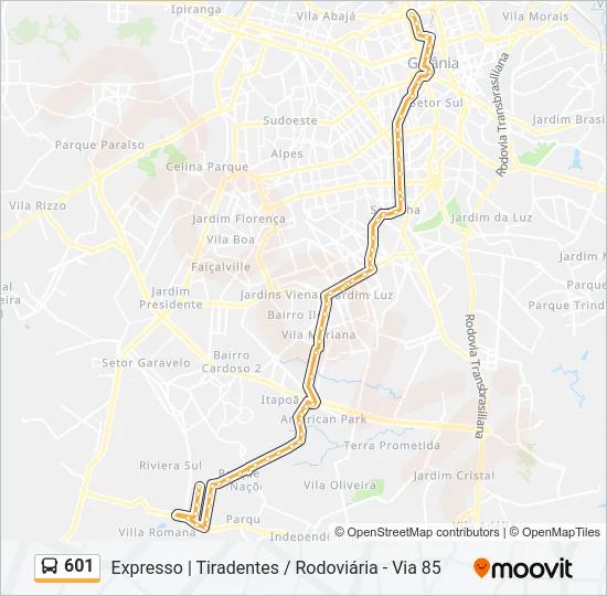 601 Bus Line Map