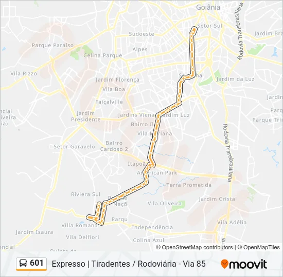 601 Bus Line Map