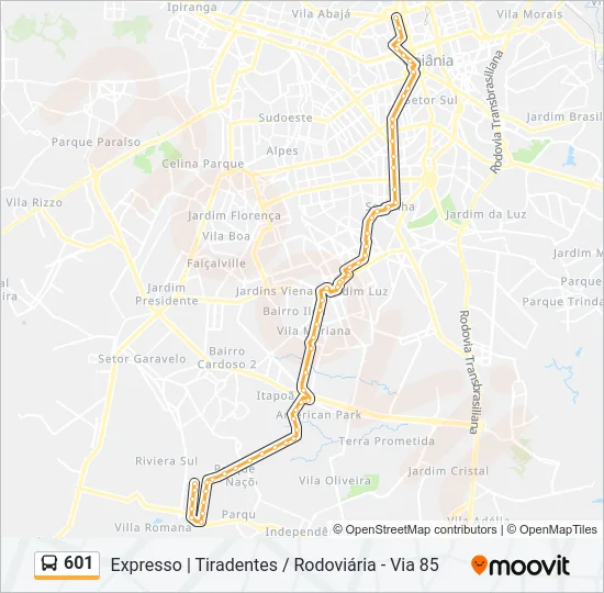 601 Bus Line Map
