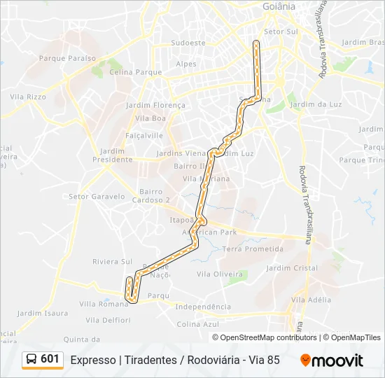 601 Bus Line Map