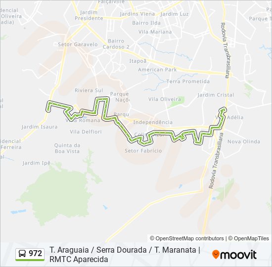 Mapa de 972 de autobús