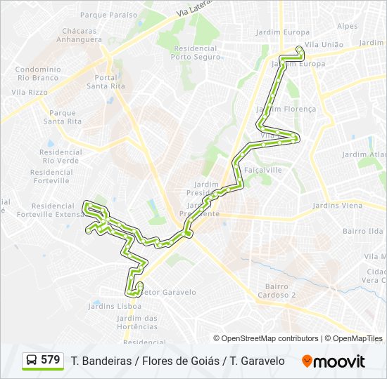 Mapa da linha 579 de ônibus