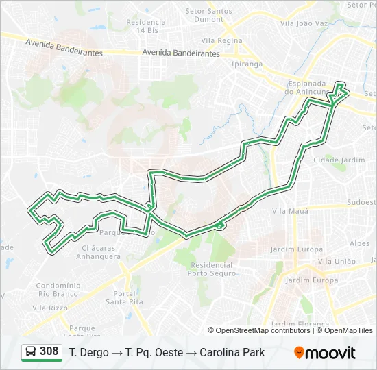308 Bus Line Map