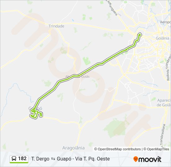 Mapa da linha 182 de ônibus
