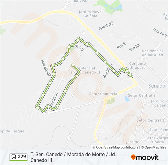 Mapa da linha 329 de ônibus