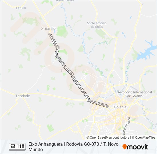 Mapa da linha 118 de ônibus