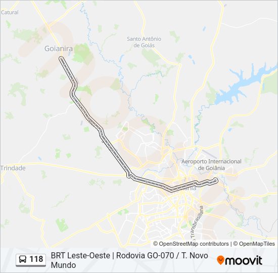 Mapa da linha 118 de ônibus