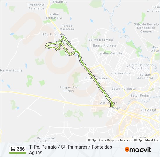 Mapa da linha 356 de ônibus