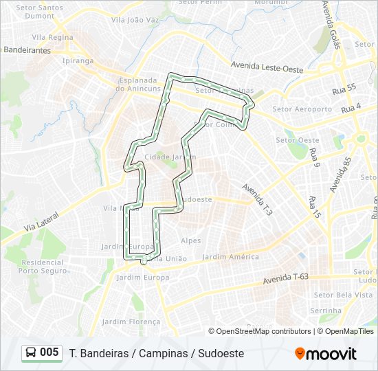 Mapa de 005 de autobús