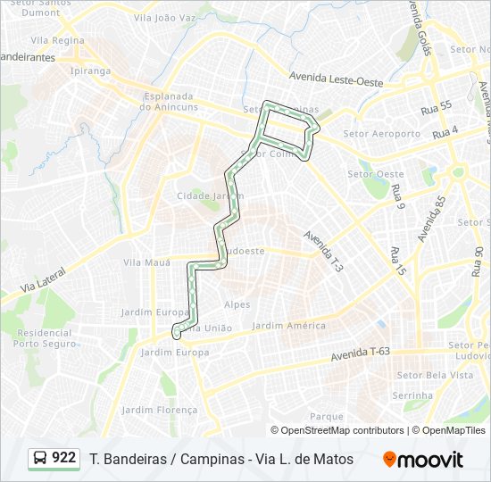 Mapa de 922 de autobús