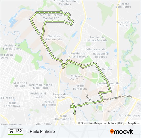 Mapa da linha 132 de ônibus