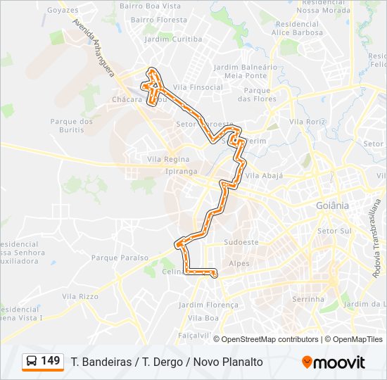 Mapa da linha 149 de ônibus