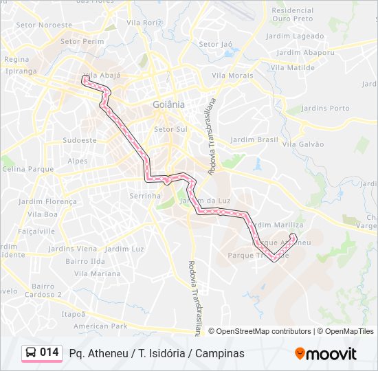 Mapa da linha 014 de ônibus