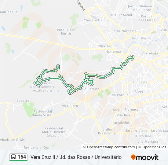 Mapa da linha 164 de ônibus
