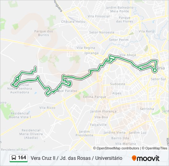 Mapa da linha 164 de ônibus