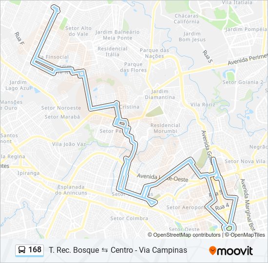 Mapa de 168 de autobús