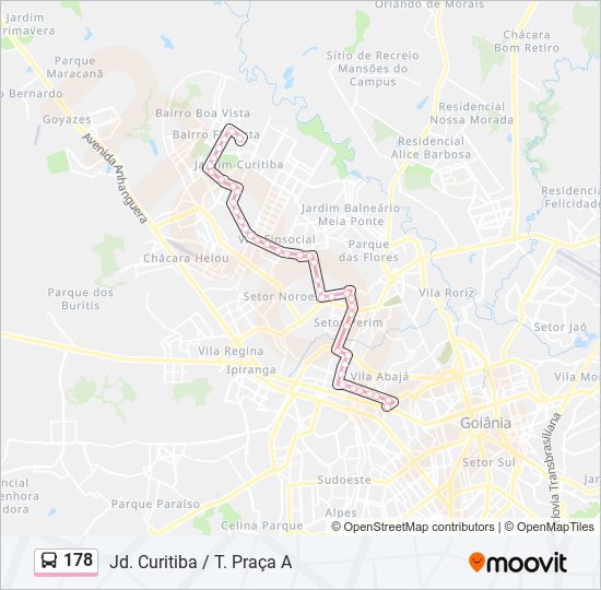 Mapa da linha 178 de ônibus