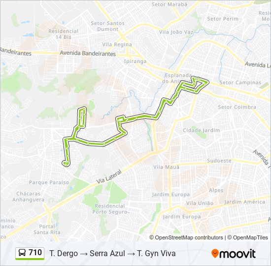 Mapa de 710 de autobús