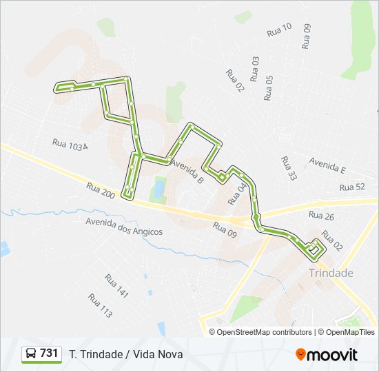 Mapa da linha 731 de ônibus