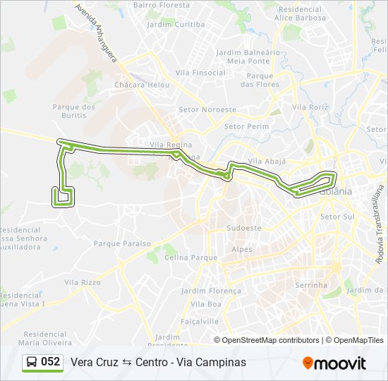 Mapa da linha 052 de ônibus