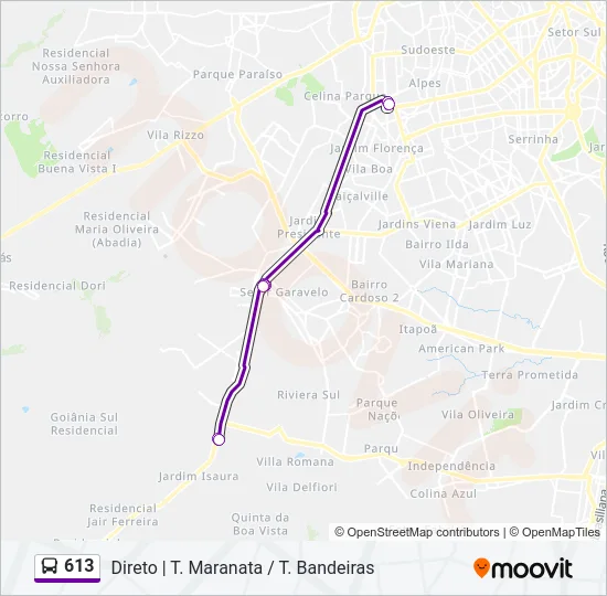 613 Bus Line Map