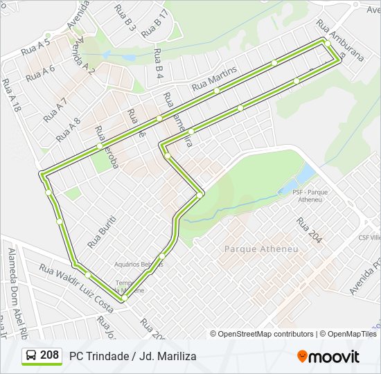 Mapa de 208 de autobús