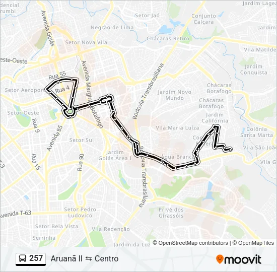 257 Bus Line Map
