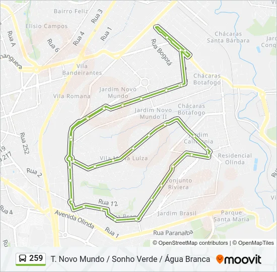 259 Bus Line Map