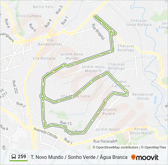 259 Bus Line Map