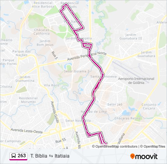 Mapa da linha 263 de ônibus