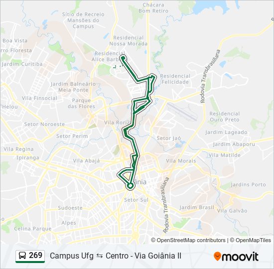 Mapa da linha 269 de ônibus