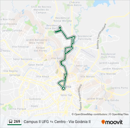 Mapa da linha 269 de ônibus