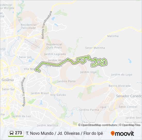 Mapa da linha 273 de ônibus