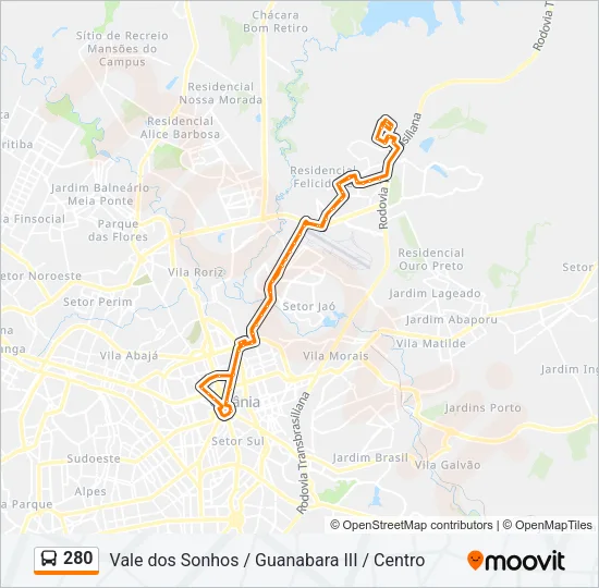 280 Bus Line Map