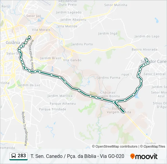 283 Bus Line Map