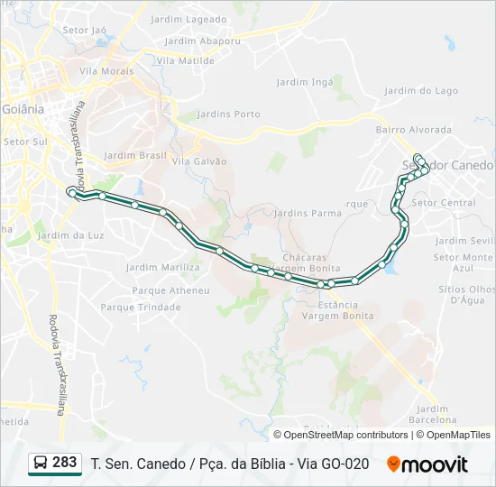 283 Bus Line Map