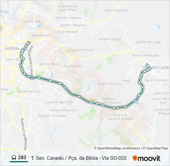 283 Bus Line Map