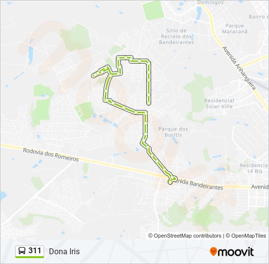 Mapa da linha 311 de ônibus