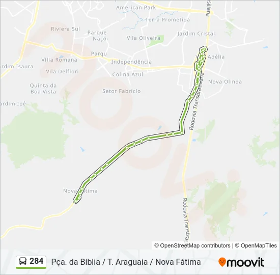 284 Bus Line Map