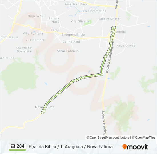 284 Bus Line Map