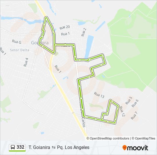 Mapa de 332 de autobús