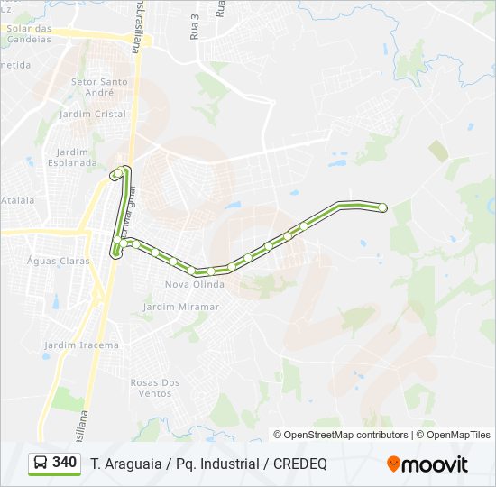 Mapa de 340 de autobús