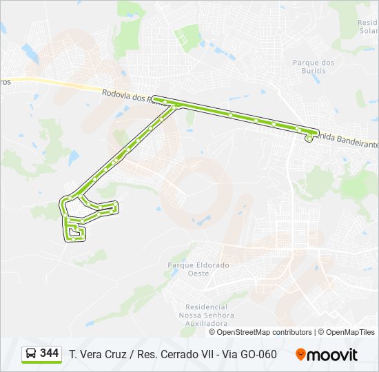 Mapa de 344 de autobús