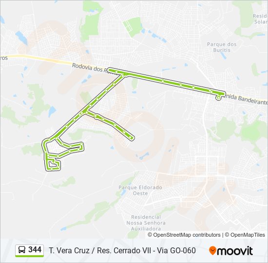 Mapa de 344 de autobús