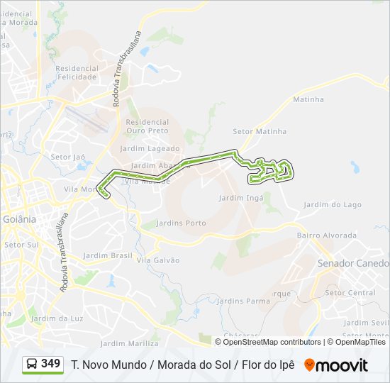 Mapa de 349 de autobús