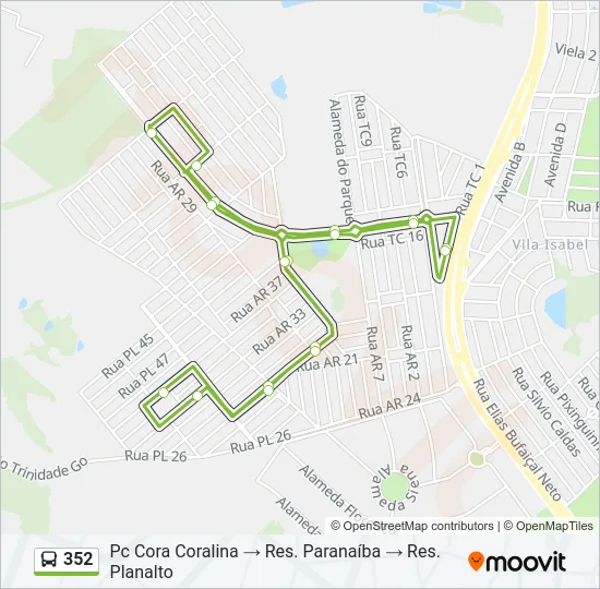 352 Bus Line Map