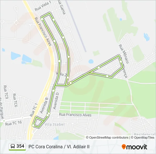 354 Bus Line Map