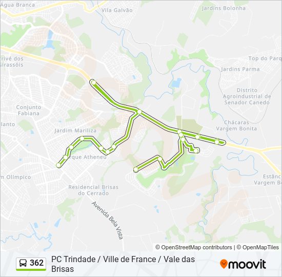 Mapa de 362 de autobús