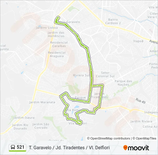 521 Bus Line Map